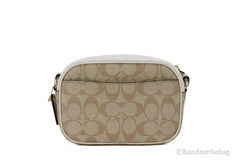 Coach (C9926) Jamie Mini Khaki Chalk Coated Canvas Camera Crossbody Handbag